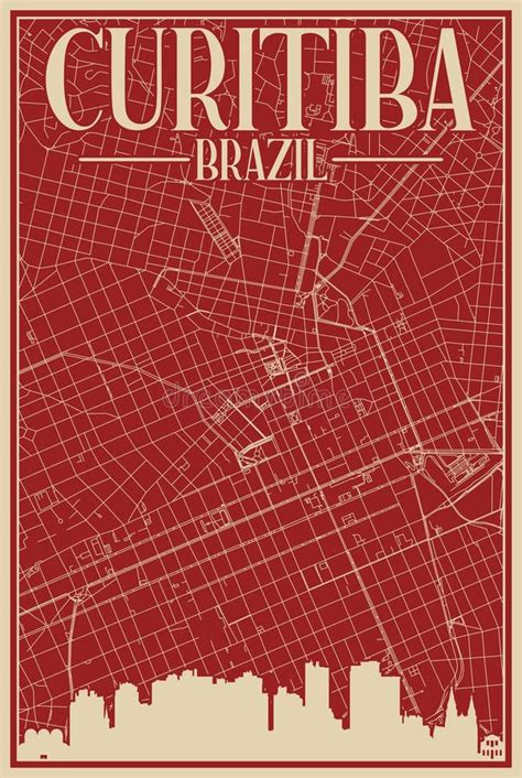 Road Network Poster Of The Downtown Curitiba Brazil Stock Vector