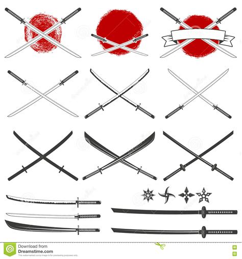 Set Of The Katana Swords Cartoon Vector 77231437