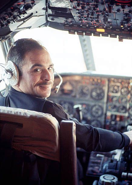 King Hussein Of Jordan At The Controls Of His Private Aeroplane At