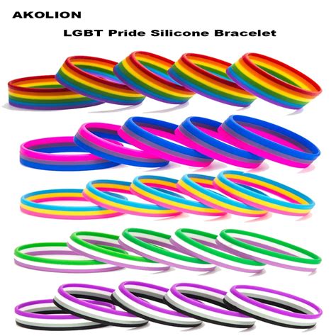 Lgbt Pride Rainbow Pansexual Asexual Genderqueer Bisexual Silicone Rubber Bracelets Gay Lesbian