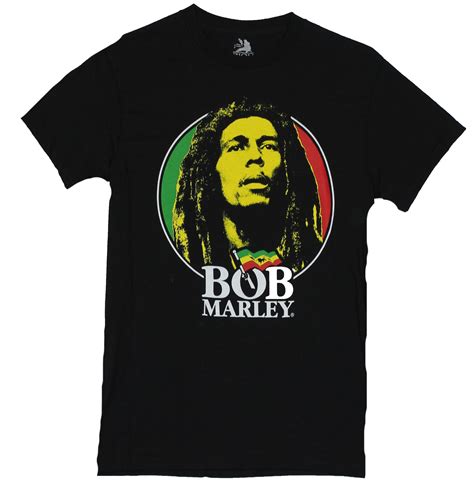Bob Marley Bob Marley Mens T Shirt Circled Three Colored Bob