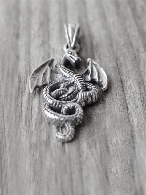 925 Sterling Silver Dragon Pendant Dragon Necklace In Silver Etsy