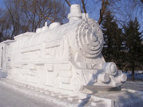 Snow Steam Train Harbin International Ice And Snow Sculpt