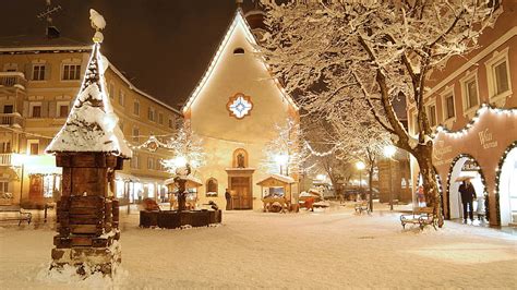 Snow Covered Church With Lights Christmas Hd Wallpaper Peakpx
