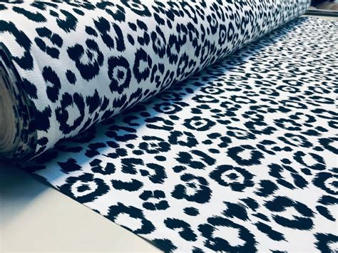Black And White Leopard Print Cotton Fabric For Curtains Upholstery Home