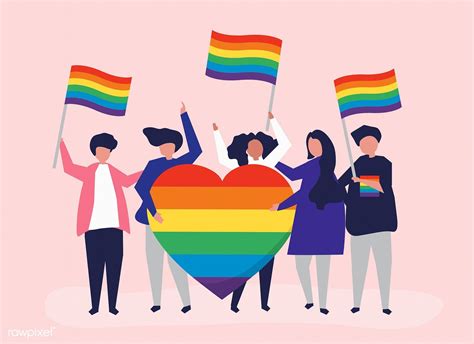 Character Illustration Of People Holding Lgbt Support Icons Free