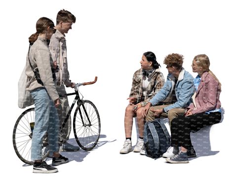 Cut Out Group Of Young People Sitting And Standing And Talking Vishopper