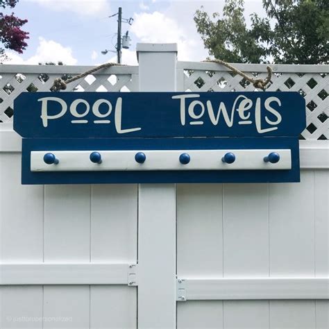 Pool Signs With Towel Hooks Pool Towels Rack Pool Sign With Beach