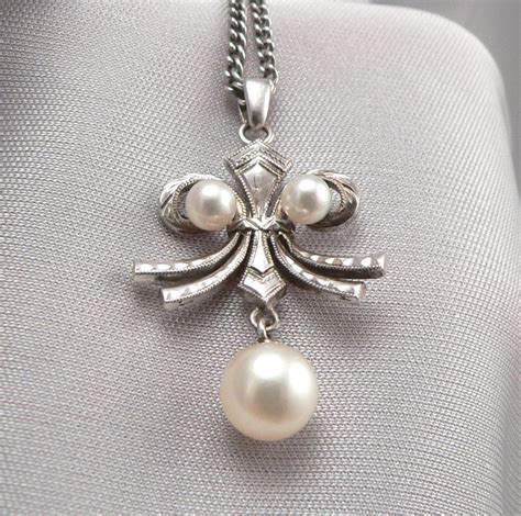 Vintage Mikimoto Cultured Pearl Sterling Silver Pendant On Chain From