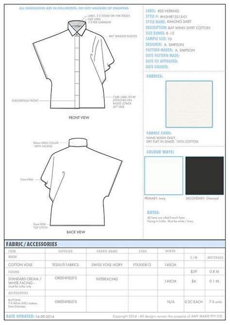 Specs Sheet On Behance Fashion Design Process Fashion Design