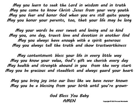 New Baby Blessing Digital Print Downloadable Prayer For