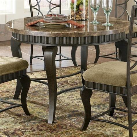 Steve Silver Hamlyn Round Faux Marble Top Metal Dining Table A1