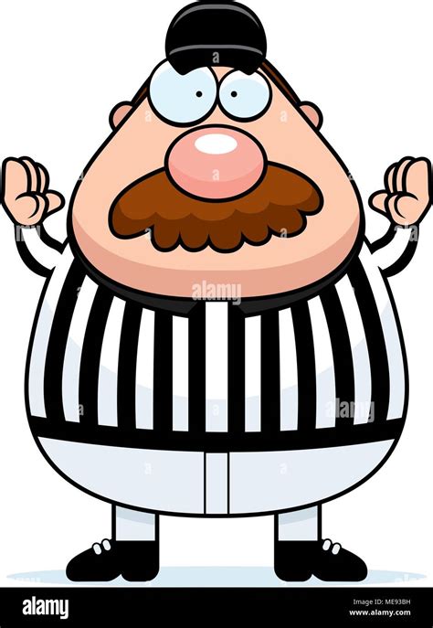 A Cartoon Illustration Of A Referee Signaling A Touchdown Stock Vector