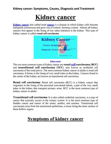Kidney Cancer Symptoms Causes Diagnosis And Treatment By