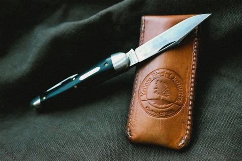 Hand Made Veg Tanned Leather Pocket Knife Slip Case Veg Tan Leather