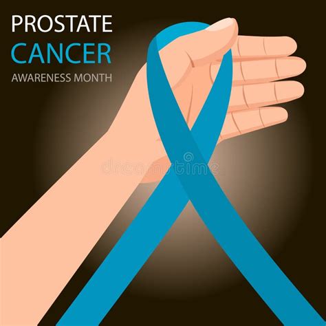 Awareness Blue Ribbon World Prostate Cancer Day Concept In Hand Stock Vector Illustration Of