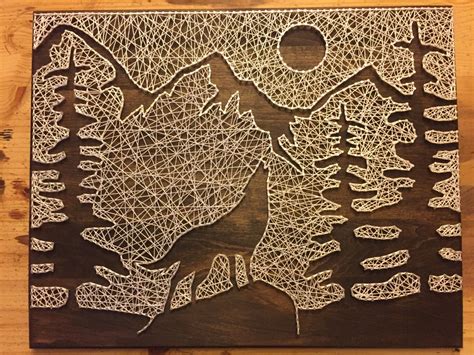 Wolf Mountain Silhouette String Art By StringKits On Etsy Wolf