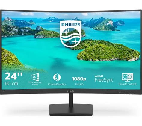 Buy Philips 241e1sca Full Hd 24 Curved Va Lcd Monitor Black Currys
