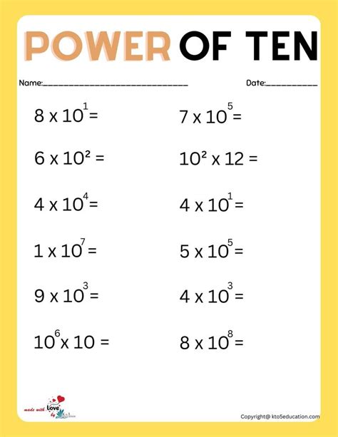 Free Scientific Notation Of Power Of Ten Worksheet Free Download