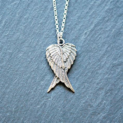 Angel Wings Pendant Sterling Silver Guardian Angel Wings Necklace Memorial Necklace Crossed