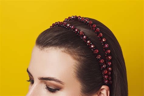 Embellished Headband Black Red Jeweled Headbands For Women Etsy