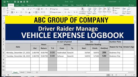 How To Make vehicle log book Record Maintain Sheet in excel - YouTube
