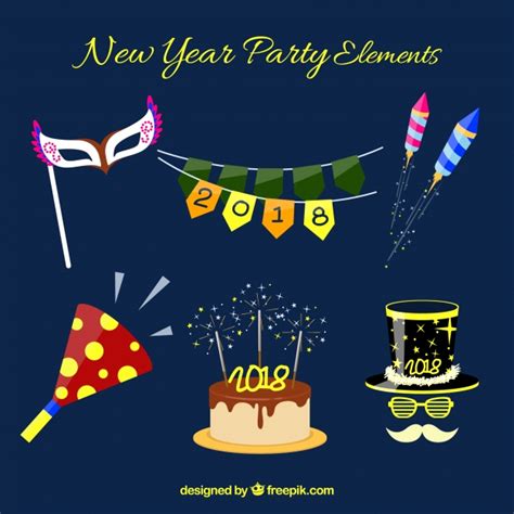 Free Vector Set Of New Year Party Elements