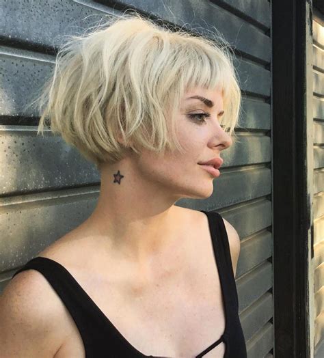 This length bob cutting is also known as french bob as they just stop right next to your ears. Honey Blonde Ear-Length blonde Bob with Bangs # ...