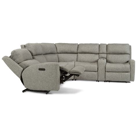 Flexsteel Catalina 6 Piece Power Recliningpower Headrest Sectional With Lafraf Power Recliners