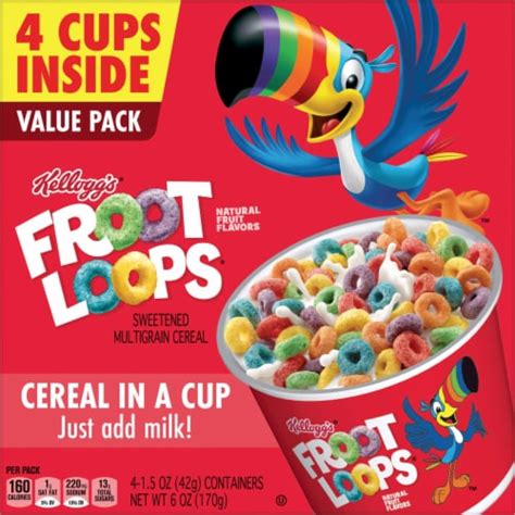 Kellogg S Froot Loops Cereal Cups 4 Ct 1 5 Oz Ralphs
