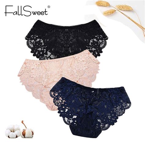 Fallsweet Sexy Large Size Briefs Ultra Thin Womens Panties White Lace