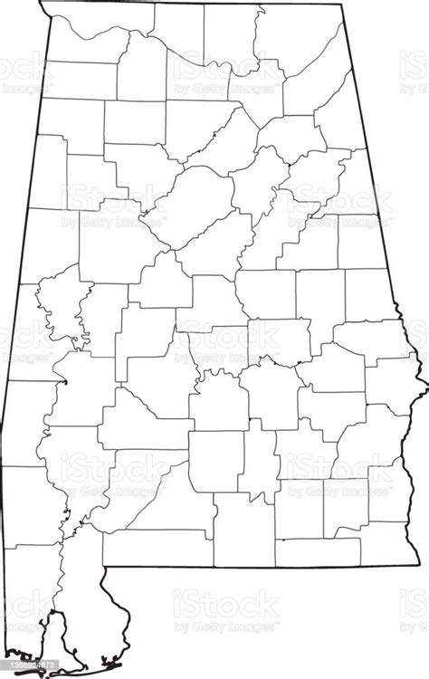 Alabama Outline Map With Counties Stock Illustration Download Image