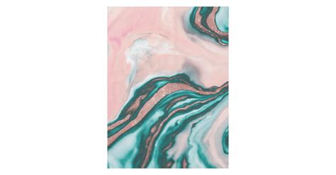 Rose Gold Glitter Pink Teal Swirly Painted Marble Tablecloth