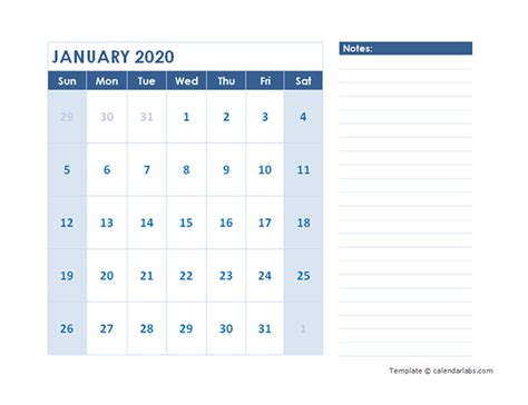 2020 Blank Printable Calendar Free Printable Templates