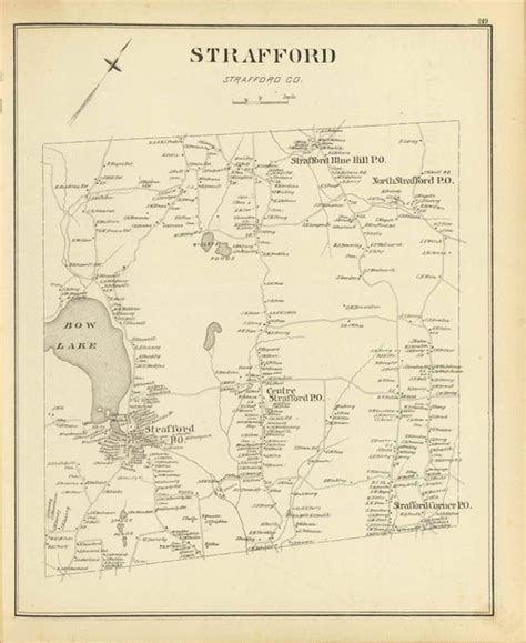 Strafford Town New Hampshire 1892 Old Town Map Reprint Hurd State