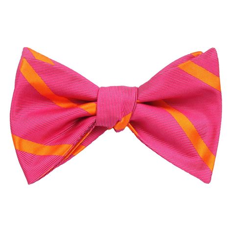 Hot Pink With Orange Diagonal Bow Tie Untied Fuchsia Self Tie Bowtie
