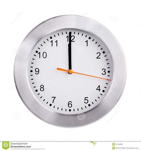 Noon On The Dial Of The Round Clock Stock Image Image