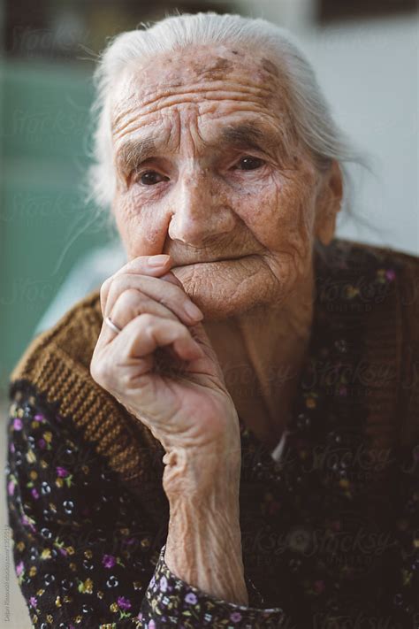 Portrait Of An Old 90 Years Woman By Dejan Ristovski