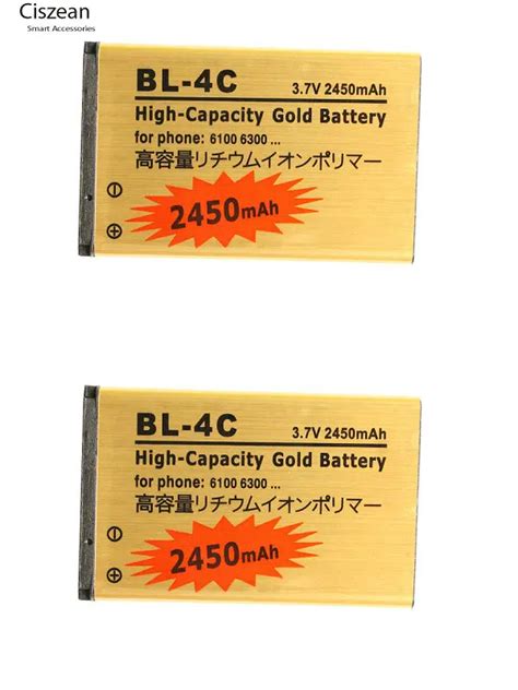 2pcslot 2450mah Bl 4c Bl 4c Bl4c Gold Replacement Battery For Nokia