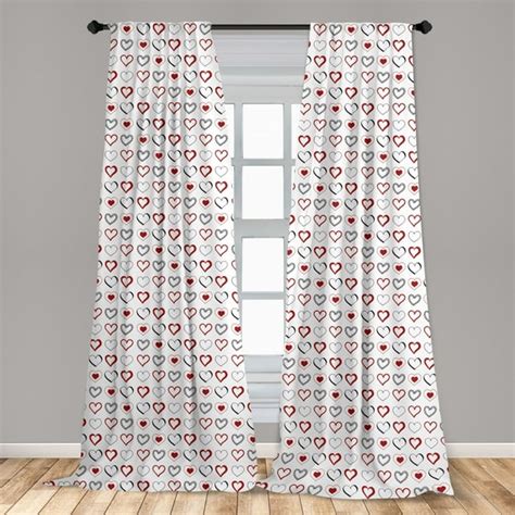 Love Curtains 2 Panels Set Hand Drawn Style Doodle Hearts Valentines