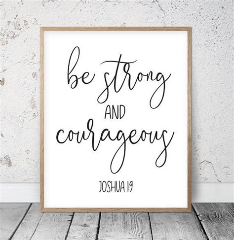 be strong and courageous print bible verse printable joshua etsy my xxx hot girl
