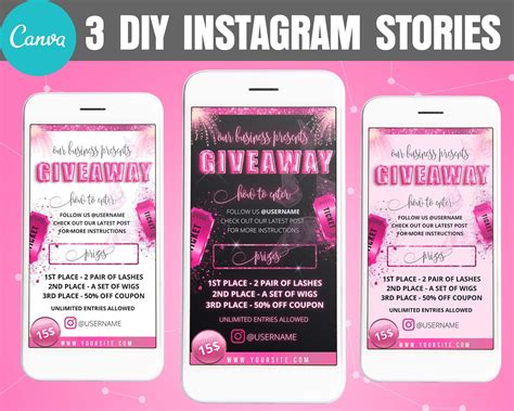 Giveaway Story Template Instagram Giveaway Story Shop Etsy