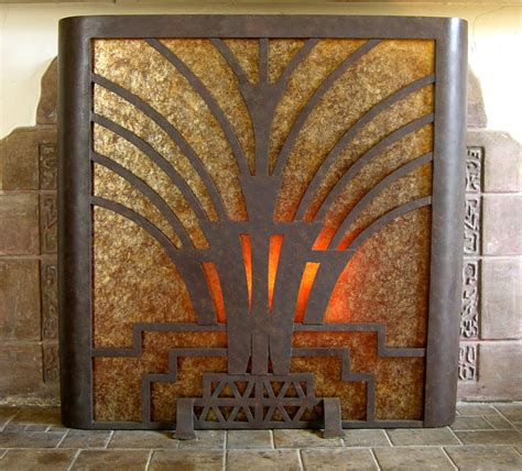 Freestanding Art Deco Fireplace Screen Design With Mica