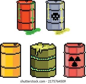 Oil Barrel Pixel Art Toxic Barrel Stock Vector Royalty Free