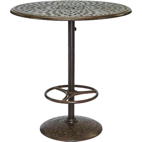 Darlee Series 60 42 Inch Cast Aluminum Pedestal Patio Bar Table Mocha