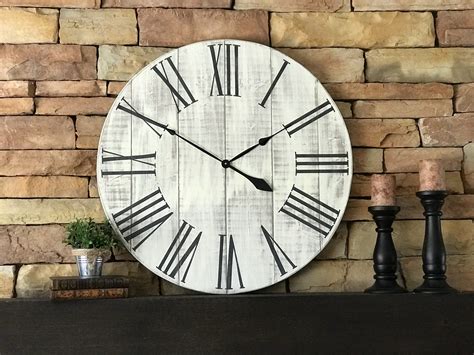 Buy qukueoy 12 inch silent round wooden wall clock rustic country style, battery operated, vintage farmhouse wall decor for living room, kitchen, bedroom, office: 30 Farmhouse Clock Oversized Clock Wall Decor Rustic | Etsy