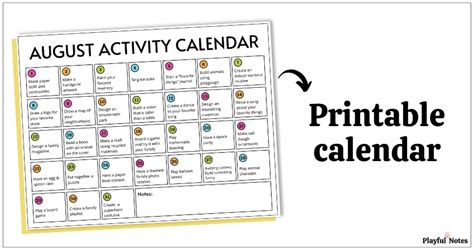 August Activity Calendar Easy Ways To Add More Fun To Every Day