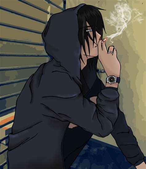 Anime Boy Smoking Sad Anime Aesthetics Flcl Sad Anime Png Clipart