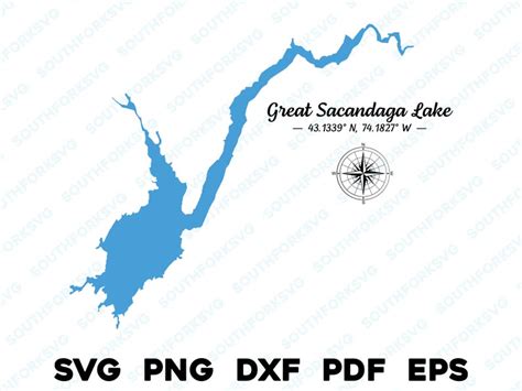 Great Sacandaga Lake New York Map Shape Silhouette Svg Png Dxf Etsy Uk