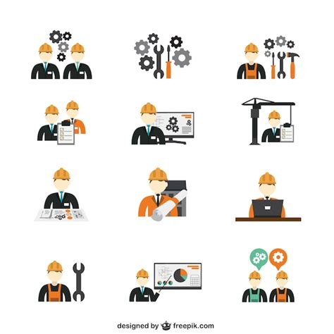 Premium Vector Construction Engineer Icons